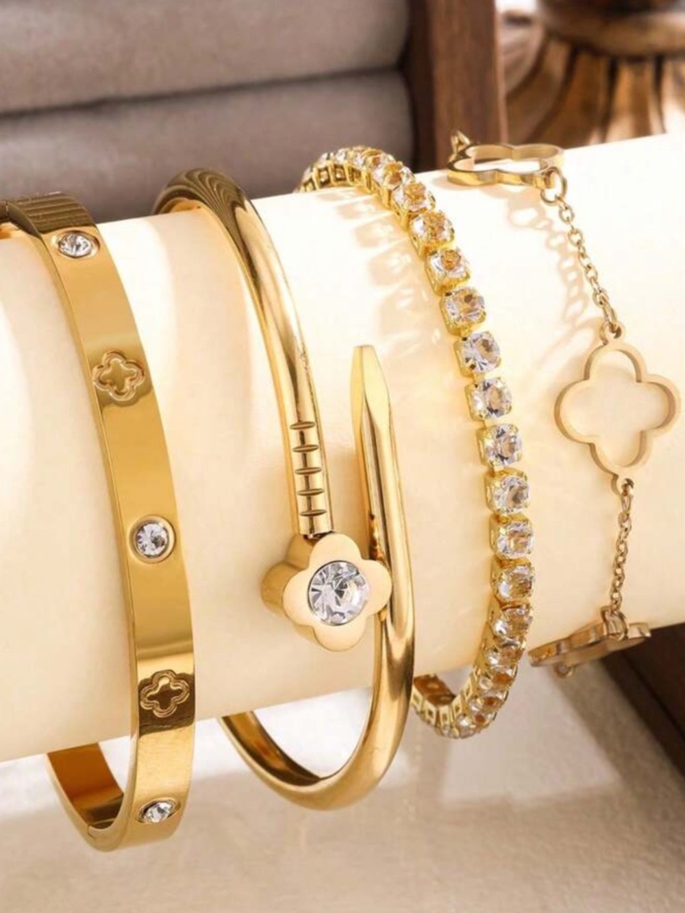 Kohl's Gold-Tone Women's Bracelet Set with Clear Crystals